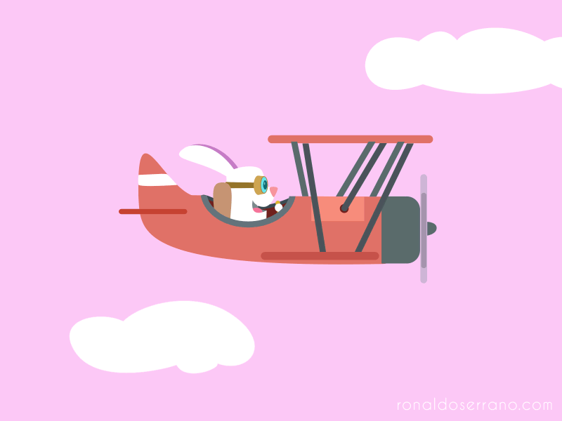 full_sky_plane_bunny_dribbble_loop_gif_ronaldo_serrano_art_character